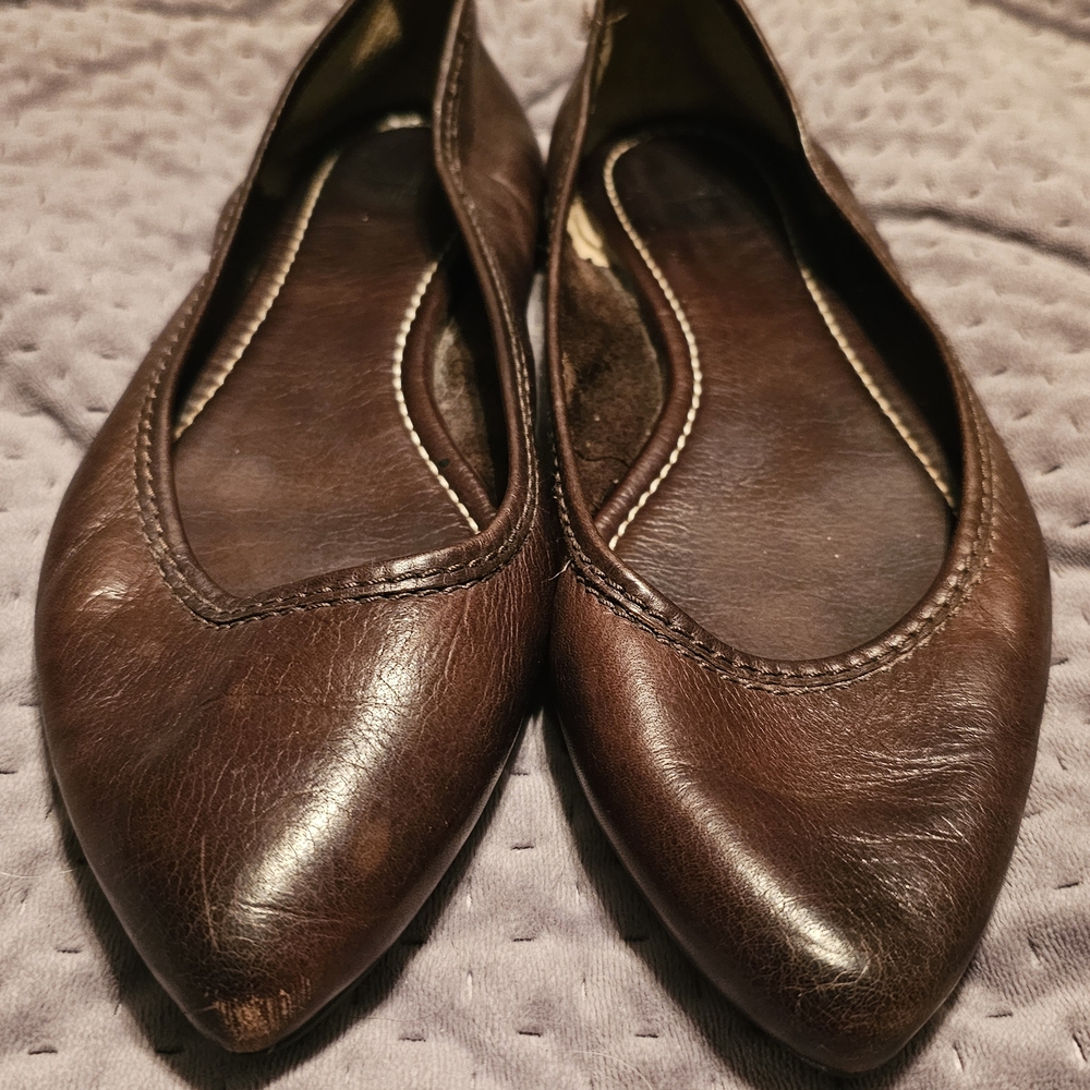 Frye Cognac Regina Leather Ballet Flats Size 10 - Picture 7 of 9